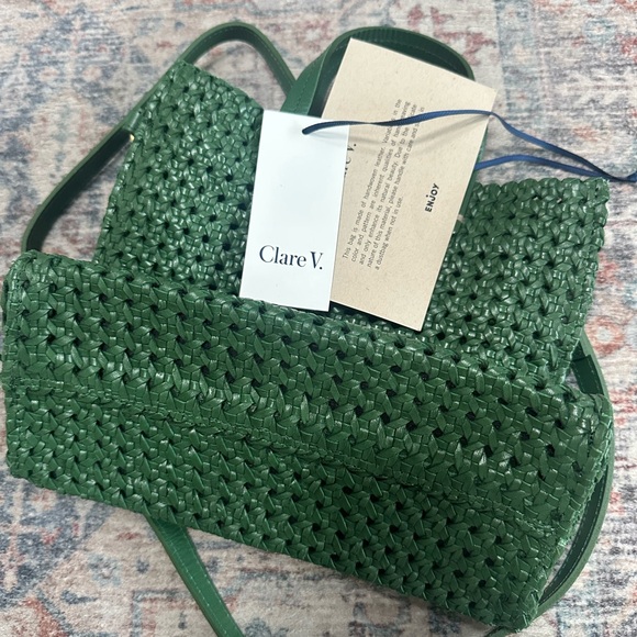 Clare V Handbags - Clare V Petit Simple Tote in Evergreen Rattan